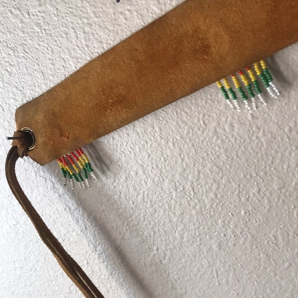 Native American Vibe Suede Mandela Beaded Fringe Tie Belt - Picture 13 of 16